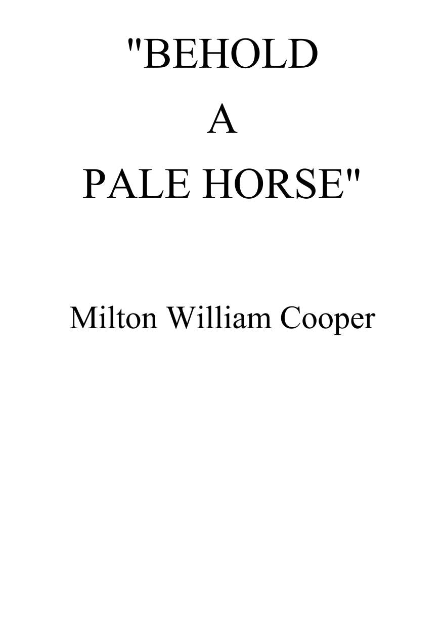 Behold a Pale Horse PDF cover by Milton William Cooper